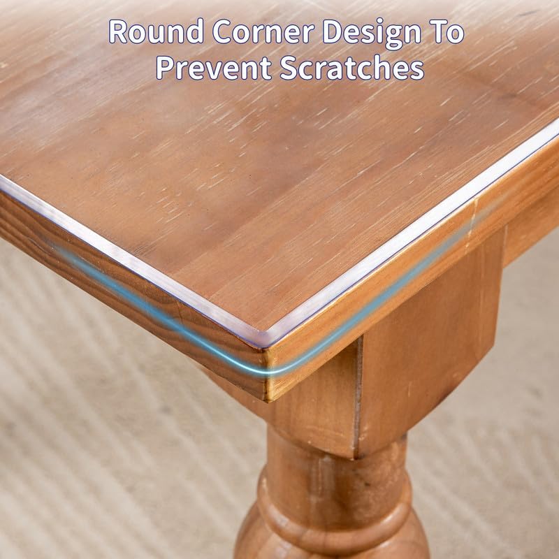 Image of 16 x 48 Inch Clear Table Cover Protector, 2mm Thick Clear Desk Mat, Plastic Table Cover, Vinyl Table Protector, Desk Mats on Top of Desks