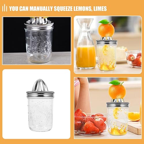 Miniatura 9 de Exprimidor manual de cítricos para tarro Mason de 16.2 fl oz, exprimidor de limón de acero inoxidable para el hogar, exprimidor de frutas para