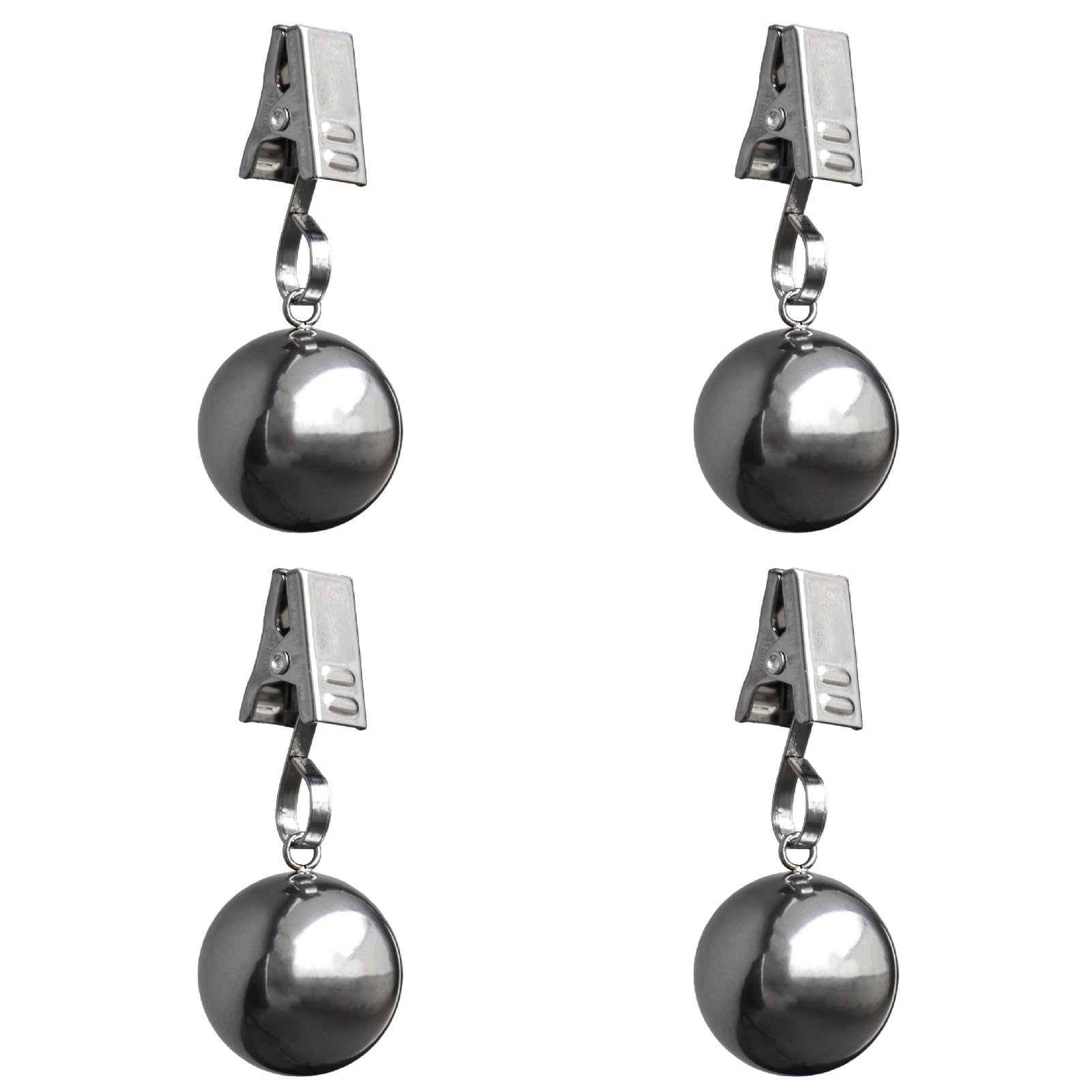 HillSpring Tischdeckenbeschwerer Extra Schwer, 4er Pack Gewichte für Tischdecke Outdoor, Rostfreie Edelstahlkugeln mit Clips, Gewichte für Vorhänge, Outdoor-Picknicktisch, Fahnen, 68 g