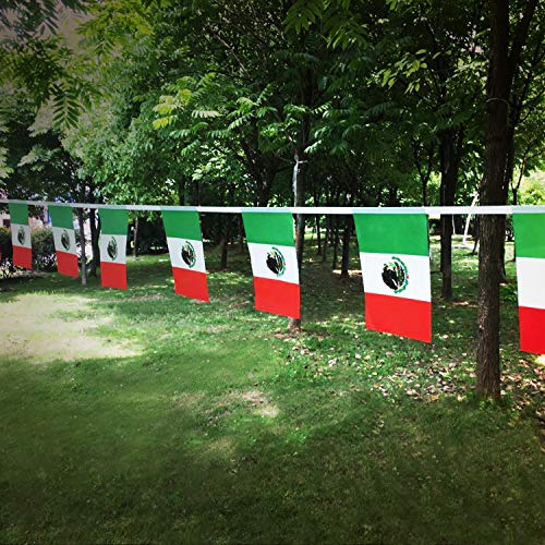 Image of Anley Mexico String Pennant Flags - Latino Countries Hispanic Heritage Month Patriotic Events 16th of September Mexican Independence Decoration Sports Bars - 33 Feet 38 Flags