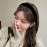 Black Velvet Headband for Women & Girls - Wide, Thick, Soft Sponge - Face Washing Headbands - Hair Accessories