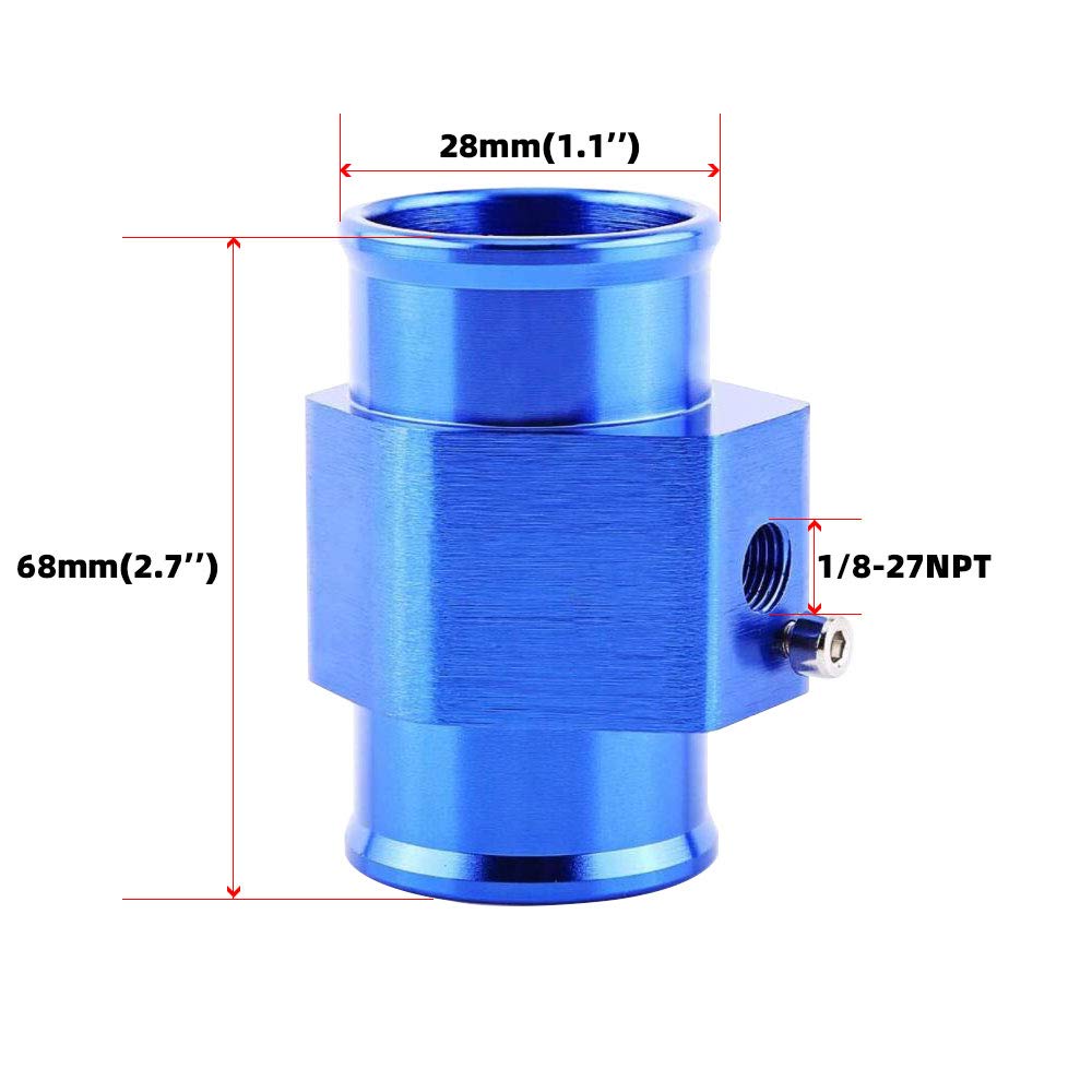 Adaptateur de capteur de température d'eau universel pour voiture - Jauge de température d'eau - Adaptateur de radiateur (bleu, 28 mm