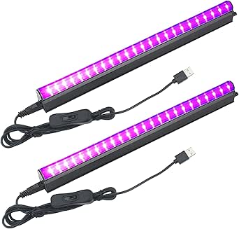 Eleganted Blacklight Tube 2pcs 5W USB UV LED Blacklight Lamp 395nm Black Light Bar Light Effect Party Light Stage Lights with Switch for Halloween