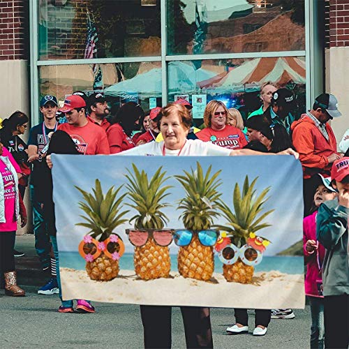 Funny Tropical Summer Beach Pineapples Flag, 3X5Ft Polyester Banner With Grommets, Garden Yard House Flags Indoor And Outdoor Sport Decoration #TOP4