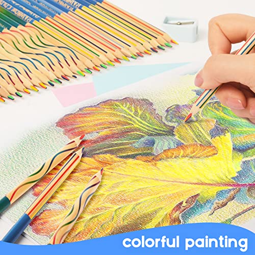 Theast 30 Pieces Rainbow Colored Pencils, 4 Color In 1 Rainbow Pencils For Kids, Assorted Colors For Drawing Coloring Sketching Pencils For Drawing Stationery, Kids Gifts, Bulk, Pre-Sharpened #TOP4