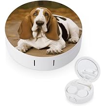 Contact Lens Case Portable Travel Kit,cute Contact Lens Cases with Mirror Basset Hound Printed Contact Lenses Applicator Removal Tool Kit