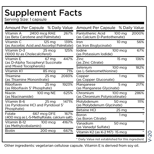 Metabolic Maintenance The Big One With Iron - Vitamin A, Vitamin B, + Folate Daily Multivitamin - Contains Trace Minerals + Iron In Bioavailable Forms (90 Capsules) #TOP3