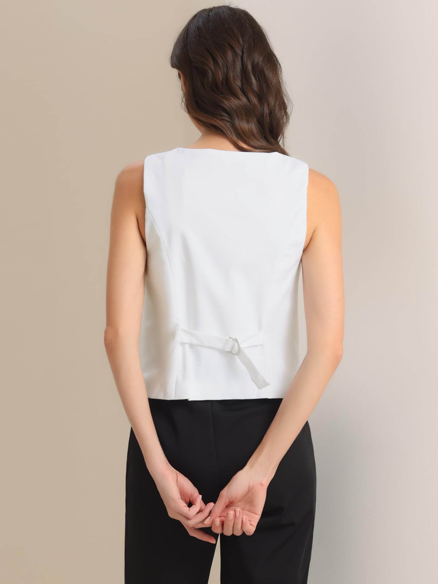 Allegra K Linen Vest Waistcoat for Women's Fashion Sleeveless Button Down V Neck Crop Top Summer Vest