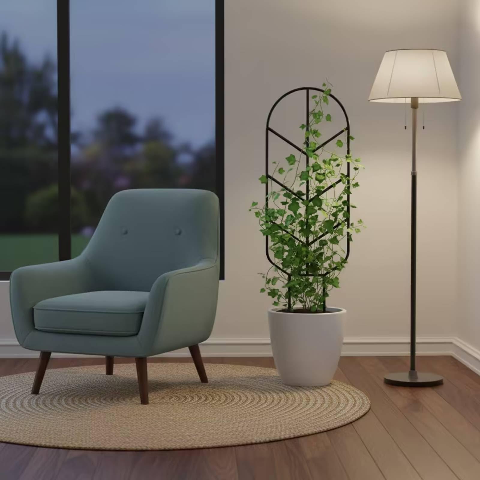 Support de Grimpe pour Plantes Treillis Tuteur Cadre Structure en Métal Noir Robuste Maintien des Lianes et du Lierre Adapté à Intérieur Terrasse Salon Véranda