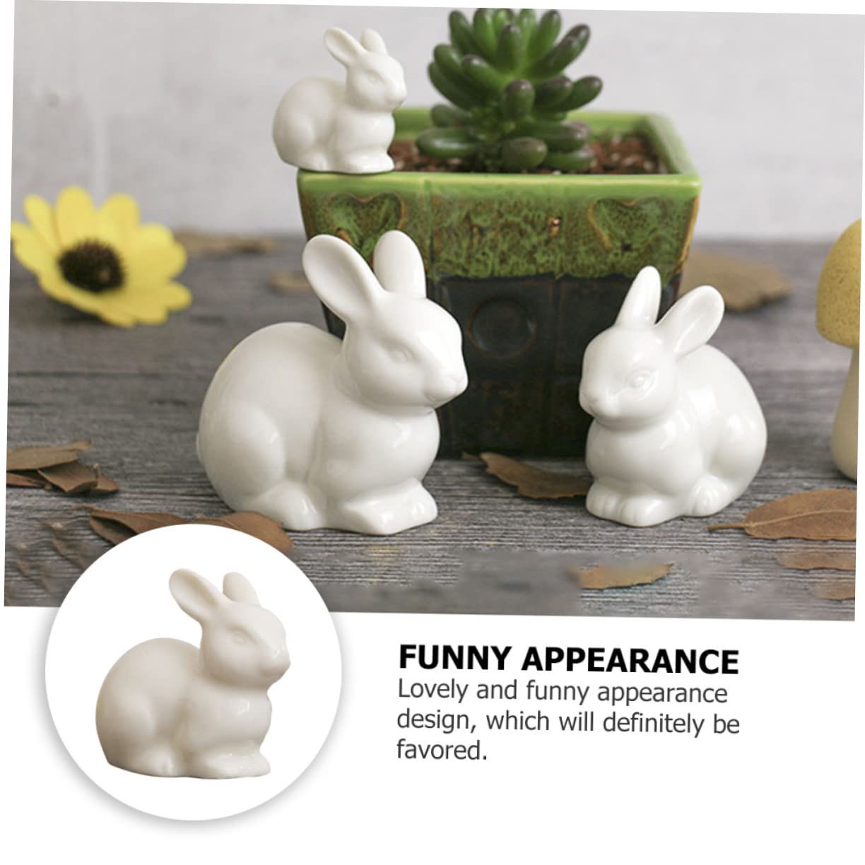 Sosoport 2 Set Di Decorazioni in Ceramica A Forma Di Coniglietto Per Statue Decorazioni Per Bonsai 5 Pezzi*2