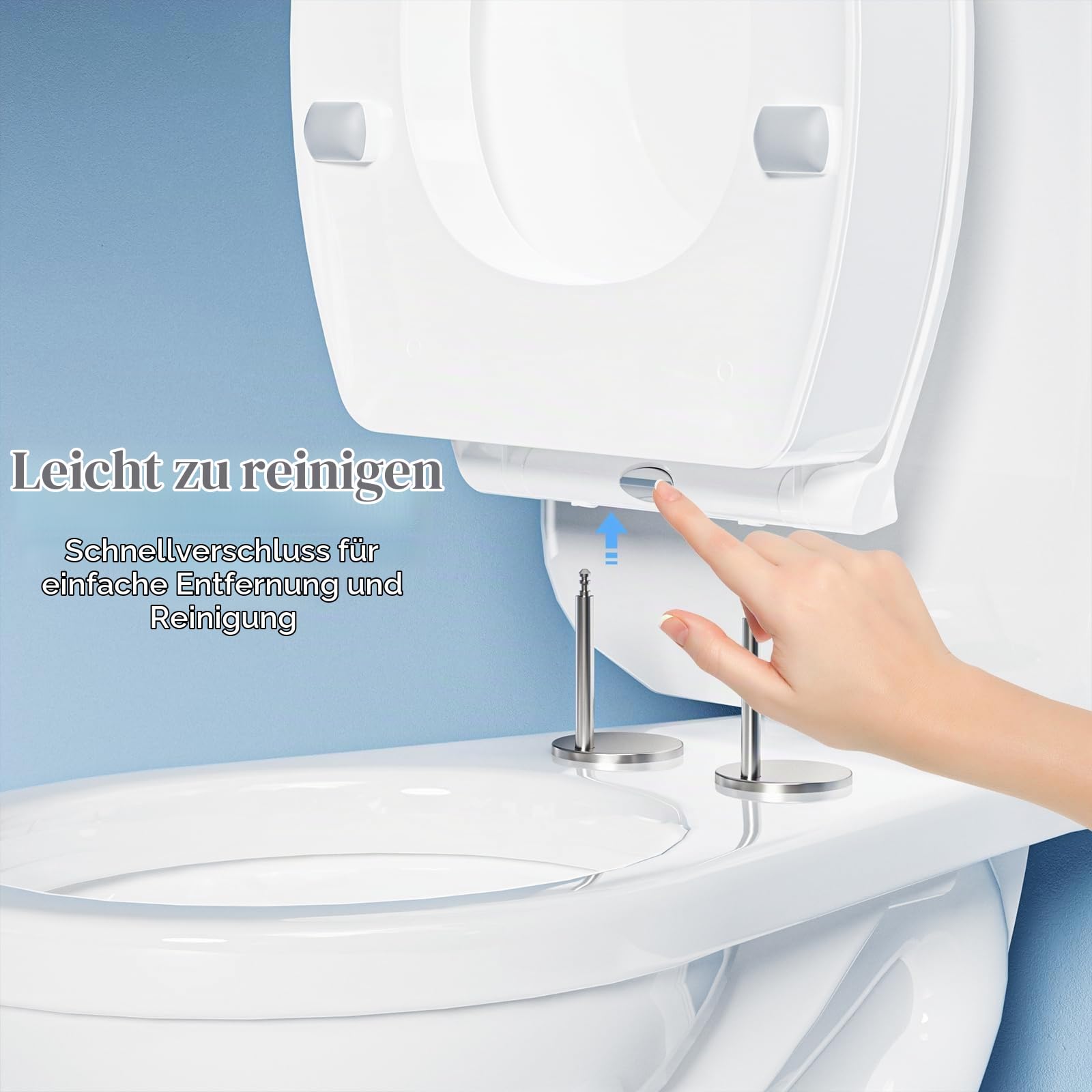 SAMODRA Toilettensitzerhöhung mit Absenkautomatik, oval, Schnellverschluss für einfaches Anbringen und Reinigen, erhöhter Toilettensitz für ältere Menschen, Behinderte und nach Operationen
