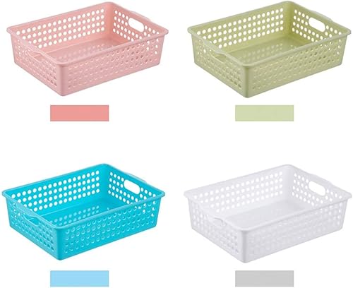 Miniatura 2 de Lawei 8 Pack Plastic Storage Baskets - Colorful Paper Organizer Baskets Plastic Shelf Bins with Handles, Classroom Office File Holder for Home