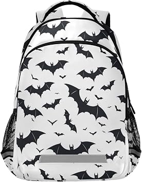 Black Bats Backpack for Boys Girls Elementary School Bag Kids Travel Bags Casual Rucksack Laptop Bookbag