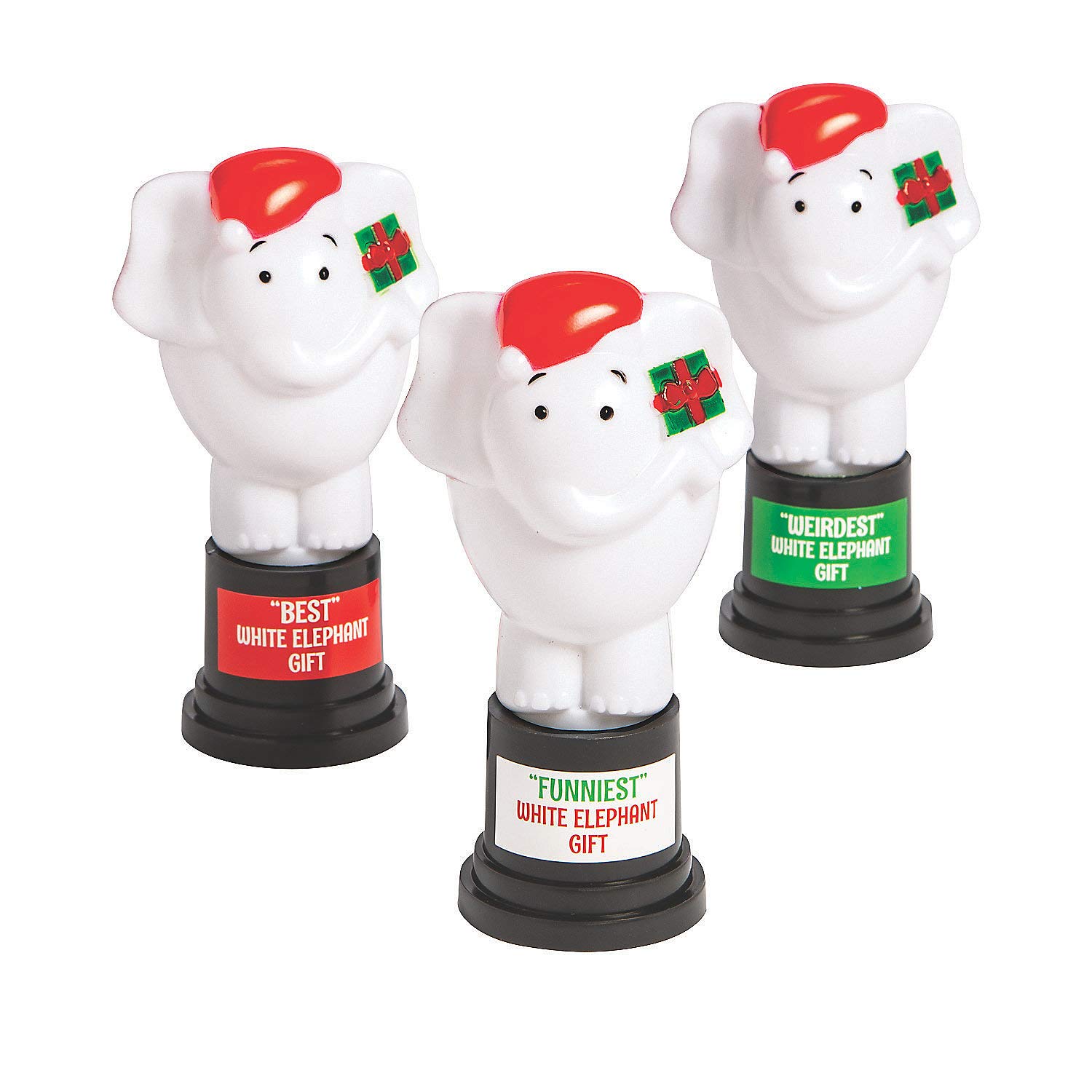 Fun Express White Elephant Gift Trophy - Set of 12 - Christmas and Office Party Supplies