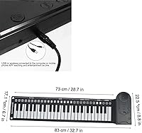 Vista 3 de Piano enrollable, teclado de piano eléctrico de 49 teclas, piano de teclado portátil, piano de teclado para principiantes (negro)