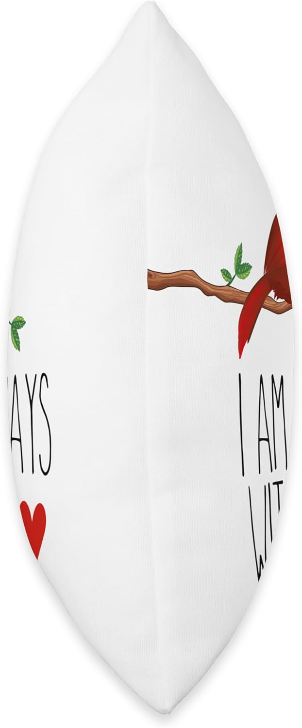 I Am Always With You Cardinal Red Bird Branch Throw Pillow