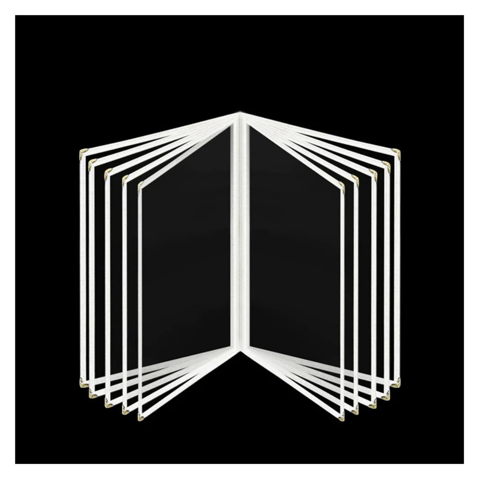 Portada de menú de restaurante Cubierta de menú transparente PVC plegable, esquinas Metal, soporte papel A4, varios tipos, libro exhibición menús impermeable(White 10 Pages)