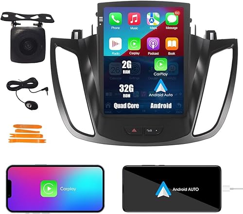 Miniatura 1 de Kunfine Tesla Style Car CarPlay Android Auto Navigation Stereo GPS Radio Cámara 9.7 "IPS Pantalla táctil Headunit Tablet Media Player para Ford Kuga