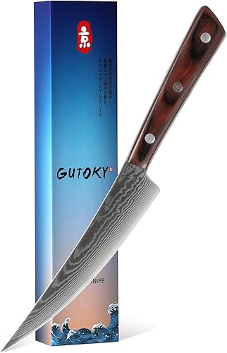 Miniatura 8 de Gutoky Cuchillo para deshuesar de Damasco, cuchillos afilados para carne y pescado, cuchillo de pescado con mango de palisandro