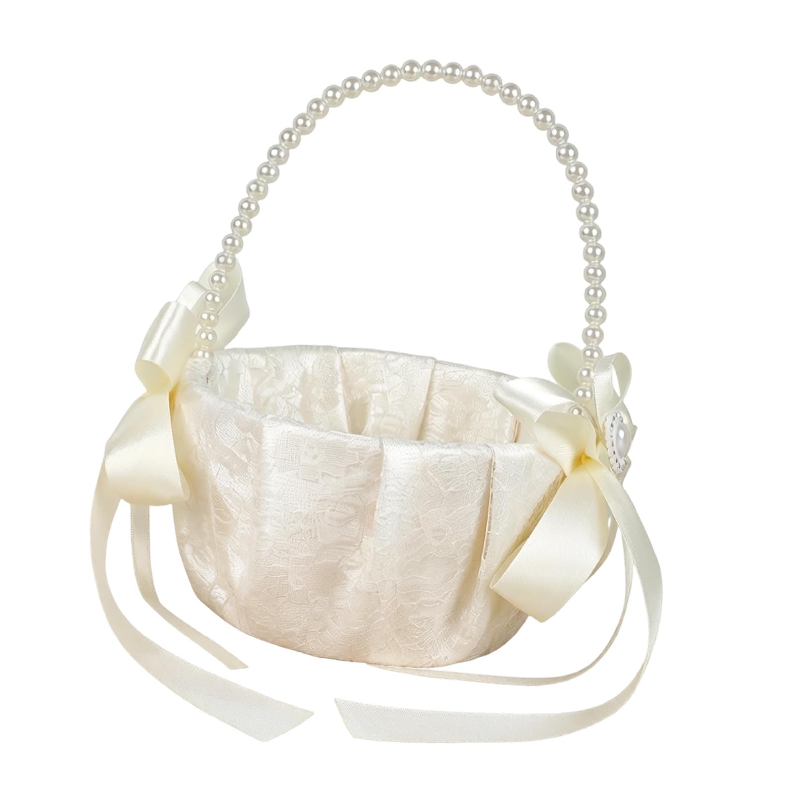 Decorative Petal Scattering Basket with Detachable Ribbon for Bridal Accessories Decorative Petal Scattering Basket with Detachable Ribbon for Bridal Accessories