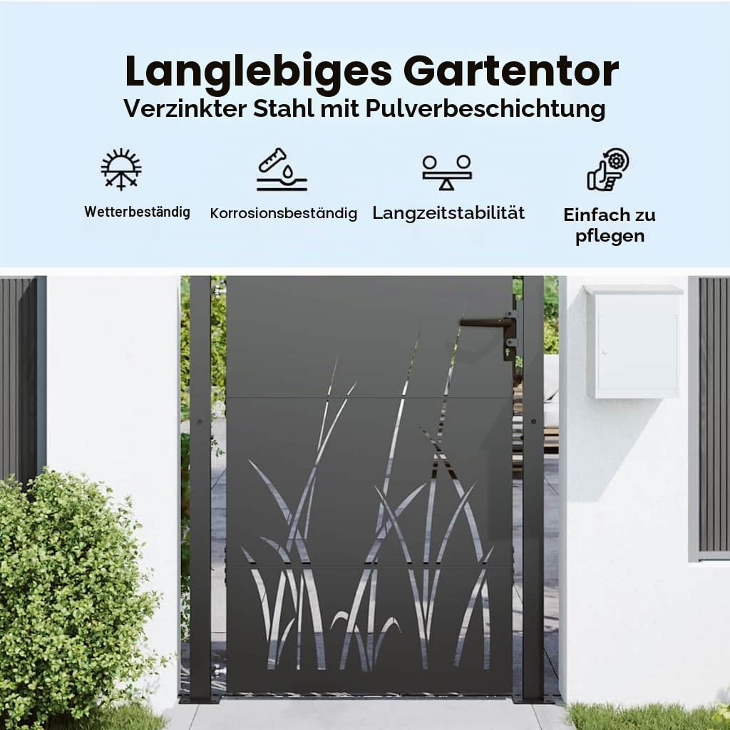 vidaXL Gartentor Schwarz 100 x 125 cm Pulverbeschichteter Stahl, Stylisches Gartentor, robuster Eingang, modernes Metall, rostfrei, wetterbeständig für die Terrasse