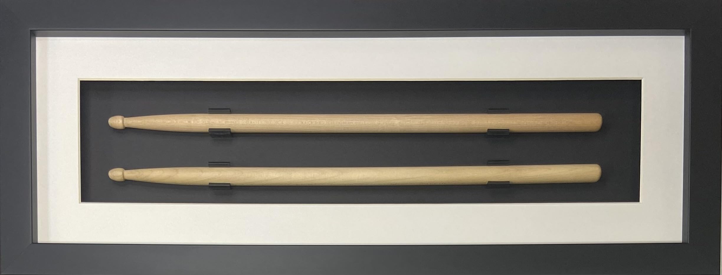Drumstick Frame Set Black Frame with Matting and Easy Mount (White White Trim)