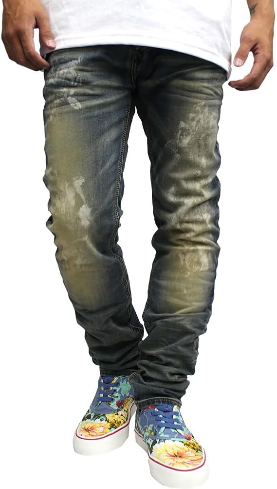 Amazon 4227 Royal Seven Jieans ロイヤルセブンジーンズ ヴィンテージインディゴダメージデニム スリムフィット ペンキ 34 32 並行輸入品 ジーンズ 通販