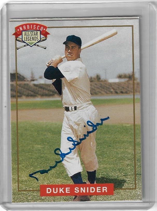 Duke Snider Autographed AllStar Legends Autographs Collectible Baseball Card From Nabisco Crackers Includes COA - 1994 Major League Baseball Player's Alumni (Dodgers)
