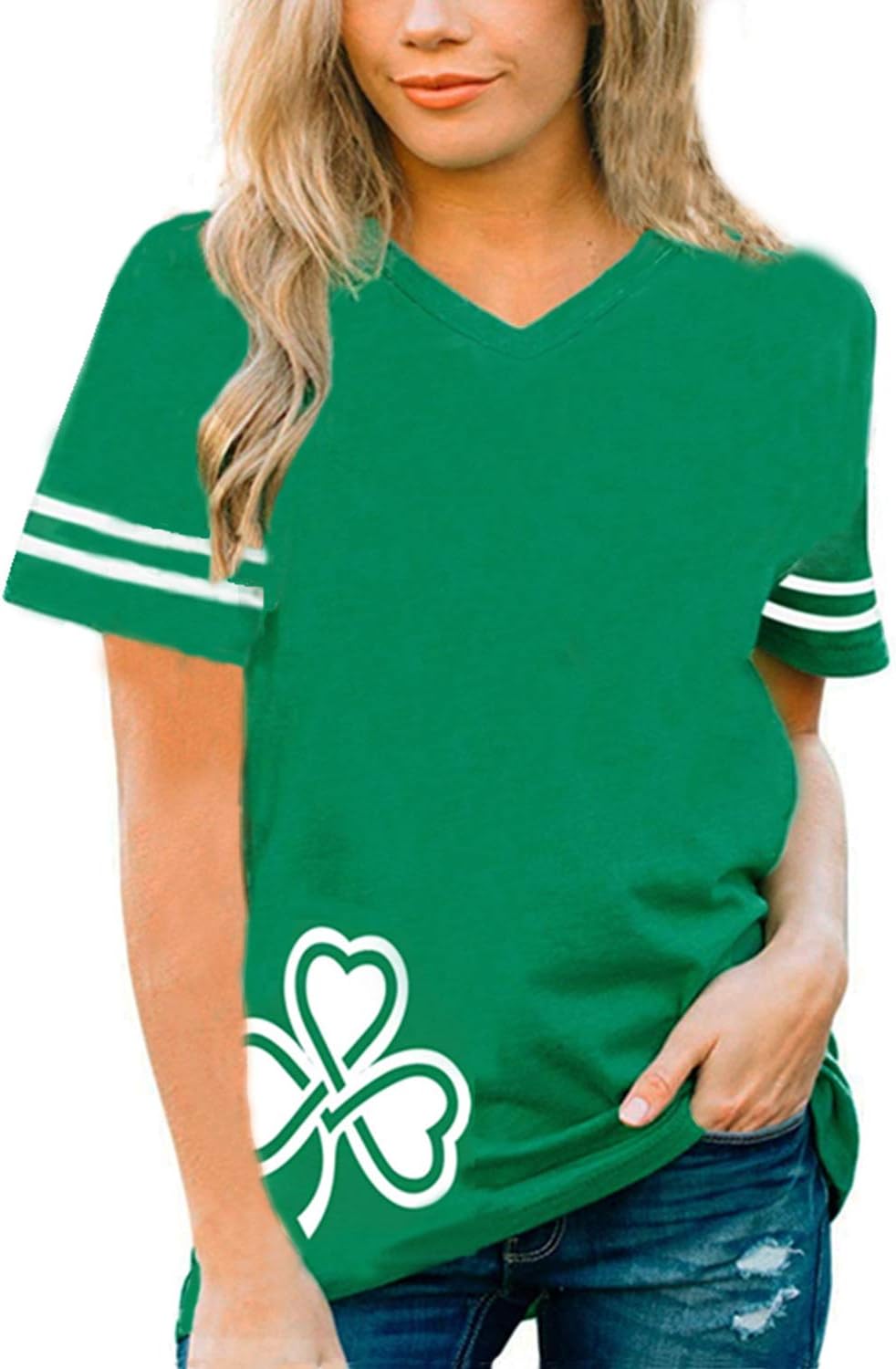 Women's V-Neck Funny Print Short Sleeve Baseball Style Halloween Shirts