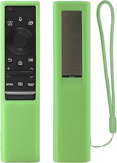 Luminous Green Protective Silicone Remote Cover for Samsung Solar Cell Remote Control, Remote Case Fit for Samsung Voice Remote, Washable, Shockproof, Anti-Lost with Lanyard (Glow in The Dark, Green)