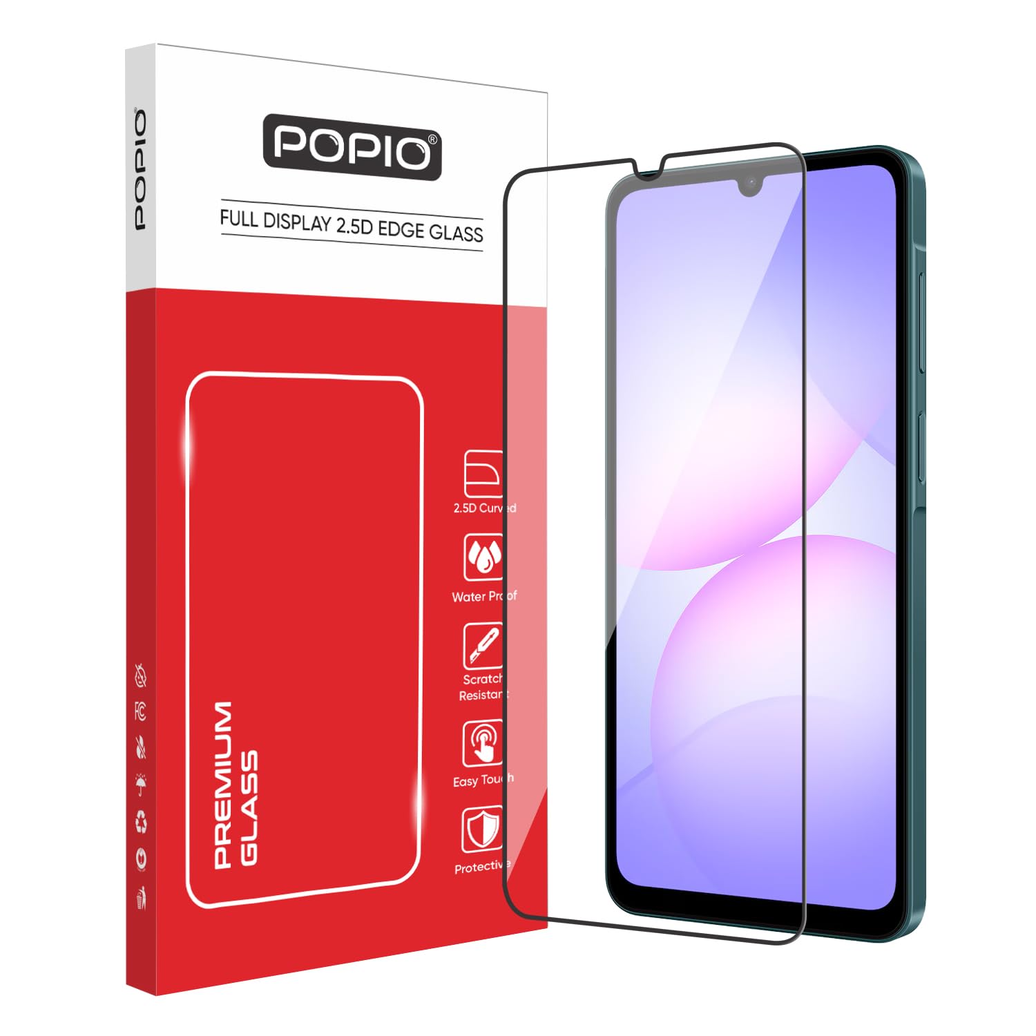 POPIO Military-Grade Gorilla Tempered Glass for Samsung Galaxy A06 / M06 / F06 (Black) with Edge to Edge Coverage and Easy Installation Kit