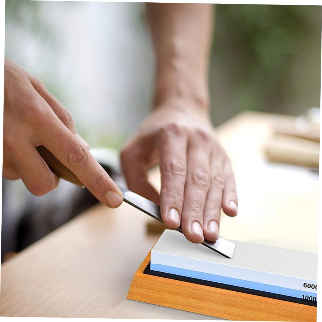 Whetstone Sharpening Stone Kit Double-sided 1000/6000 Grit Kitchen Knife Sharpener with Silicone Mat Base Angle Guide and Correcting Stone 5pcs Set for Home Use