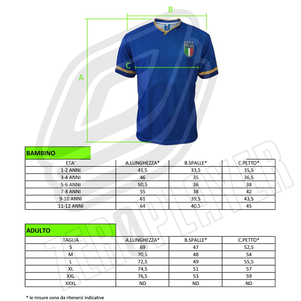 FIGC Maglia Replicadella Nazionale Italiana di Calcio, Personalizzabile con Nome e Numero, 100% Poliestere, Made in Italy, Taglie Bambino, Ragazzo e Adulto (da 4 Anni alla XXL)