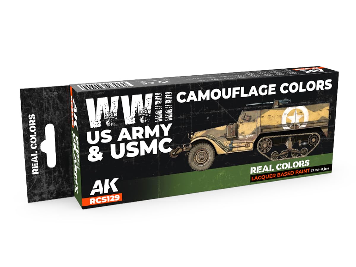 AK Real Colors Set RCS129 WWII US Army & USMC Camouflage Colors (8x17ml)