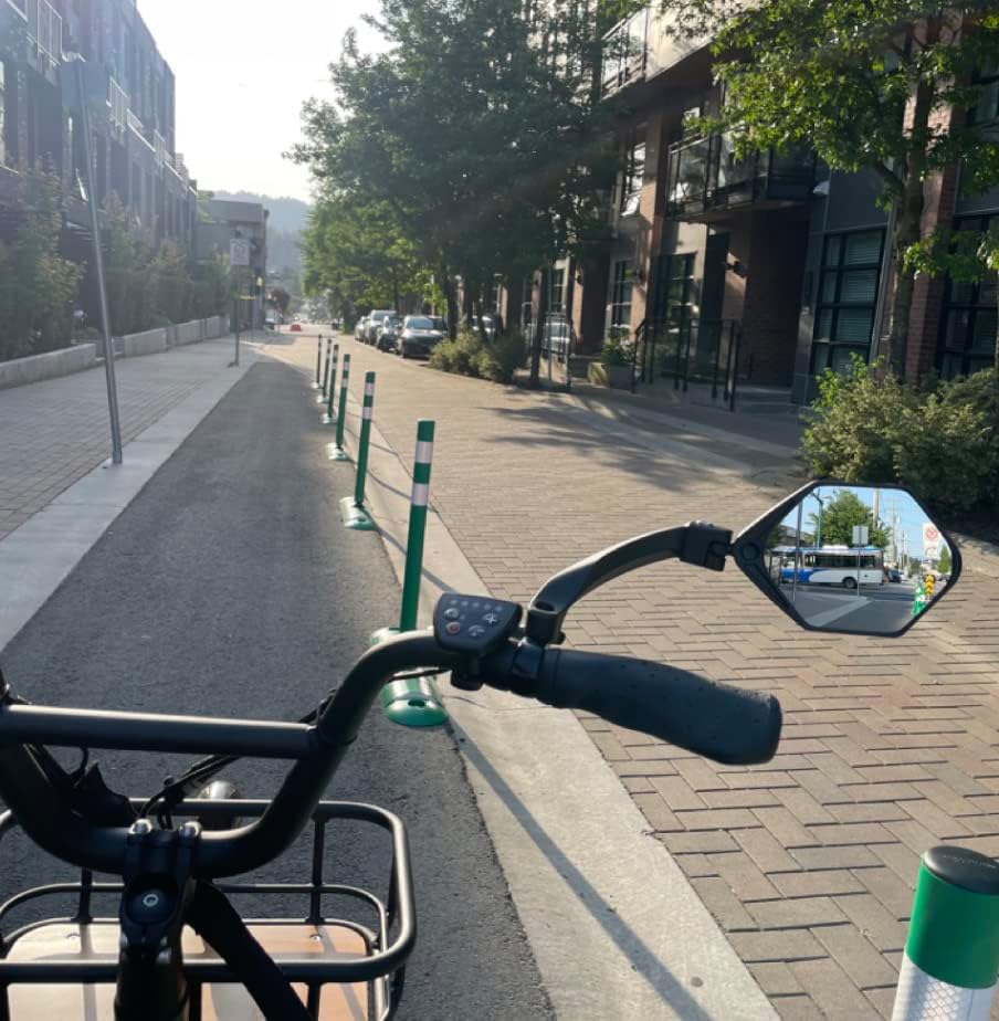 Miniatura 6 de Hafny Espejo de bicicleta eléctrica, superficie grande, vidrio HD, espejo de ciclismo seguro, (HF-M904-FR01B) (plateado derecho)