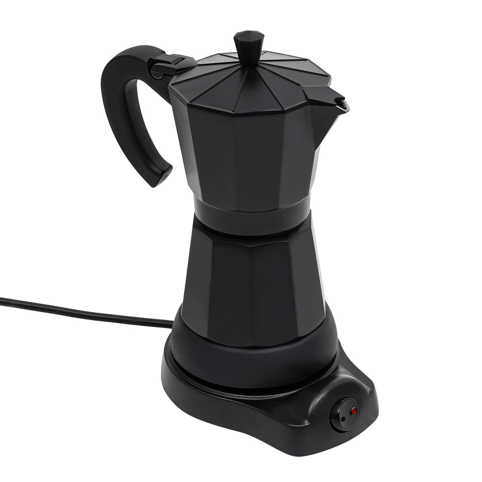 Profesional Eléctrico 300ml Cafetera Cafetera Espresso 1-6 Tazas Moka Jarra Aluminio Negro