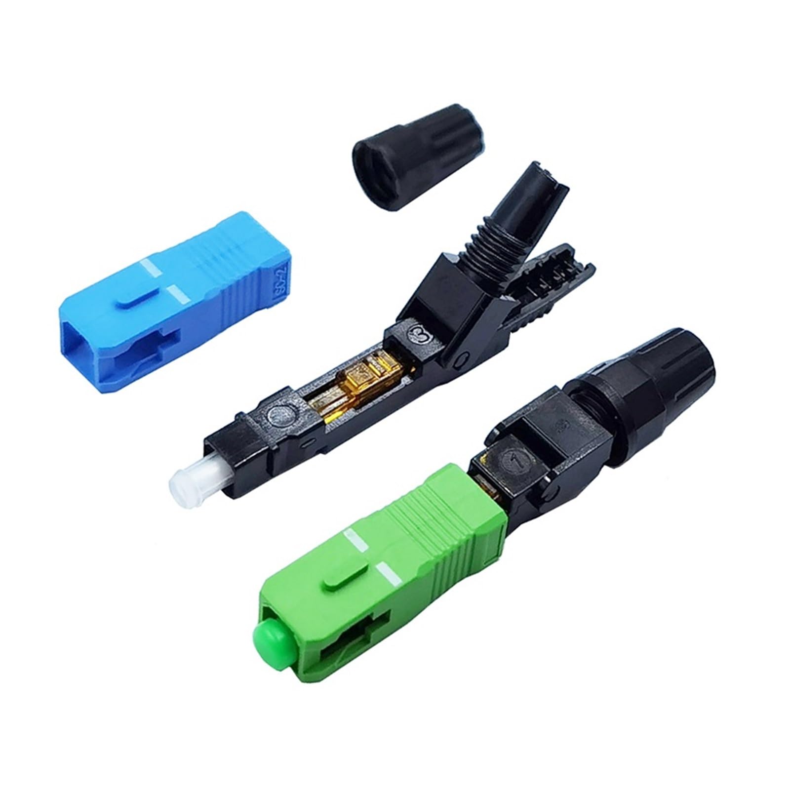 Épisseur de Fibre Optique Adaptateur Fibre Optique monomode SC FTTH Rapide APC UPC, Connexion à Froid, Assemblage sur site(200pcs SC APC K)