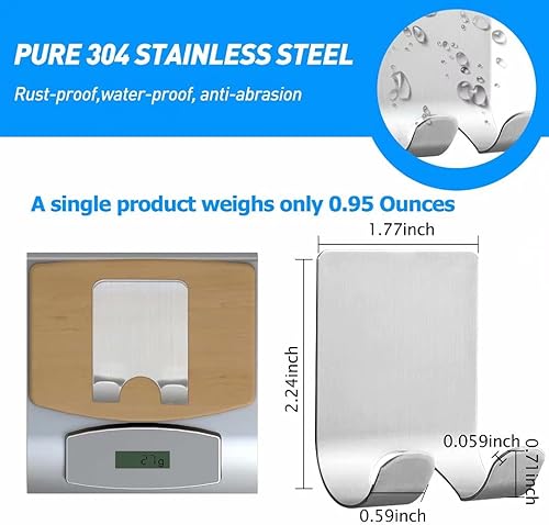 Miniatura 5 de ReJiechu Soporte impermeable para maquinilla de afeitar para ducha, ganchos autoadhesivos resistentes, ganchos de toalla de acero inoxidable para