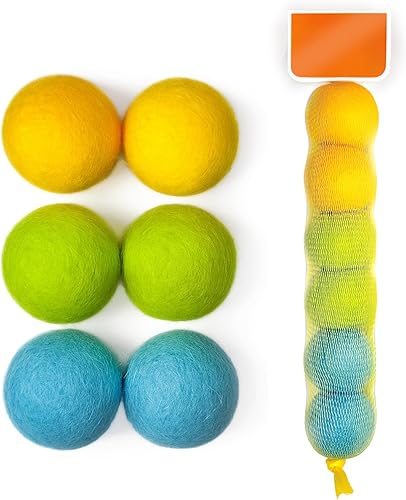 Miniatura 1 de Pelotas de juguete para gatos 100% fieltro de lana, paquete de 6, 3 colores, tamaño natural, duradero y seguro para gatitos y gatos