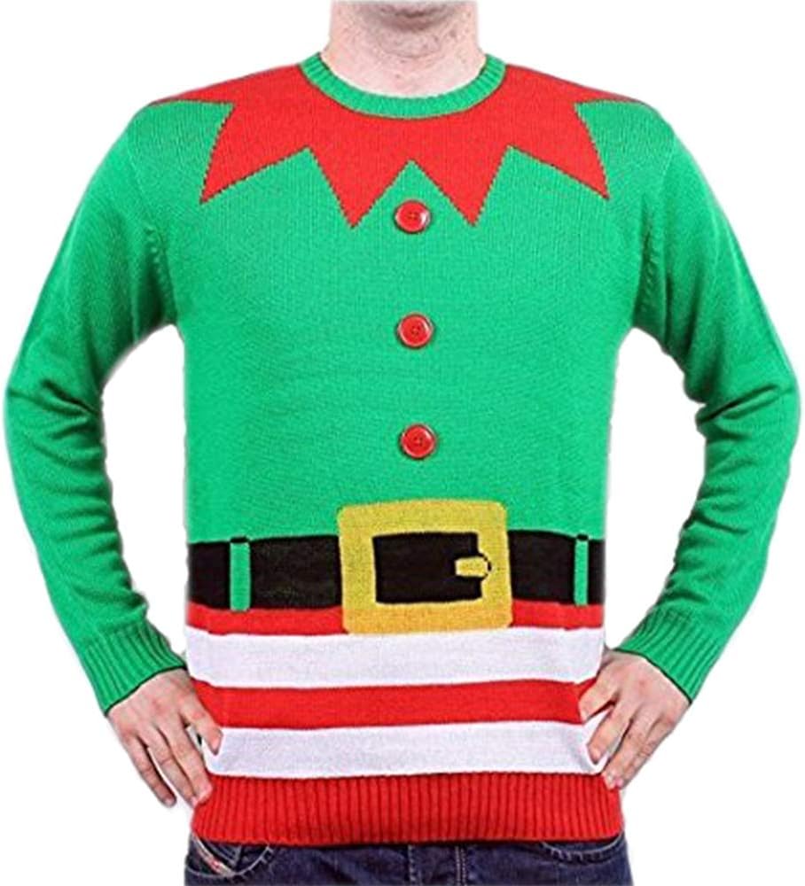 Novelty Christmas Jumper Green Elf Mens & Ladies Unisex UK- S to XXL-XX-Large