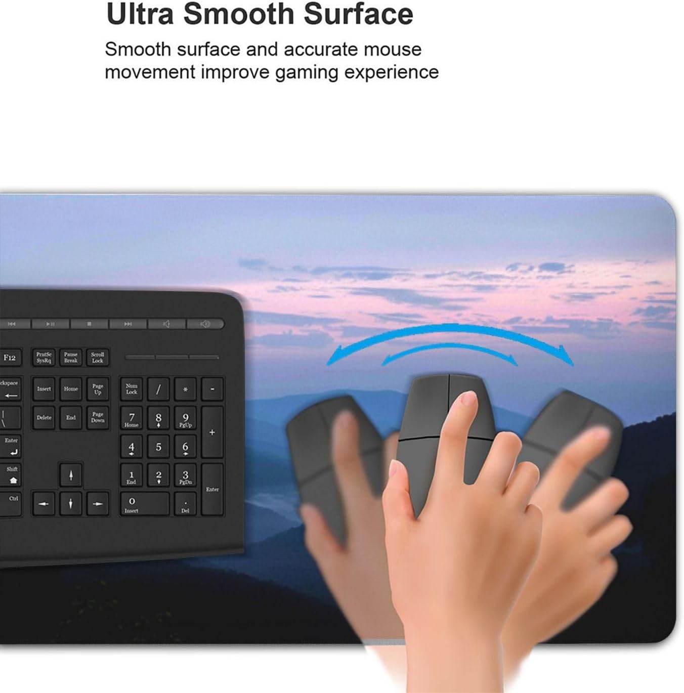 マウスパッド 風景 XXL 1000 x 500 x 4mm 山 大型ゲーミング エッジステッチ 滑り止めゴム台座 オフィス適用 デ