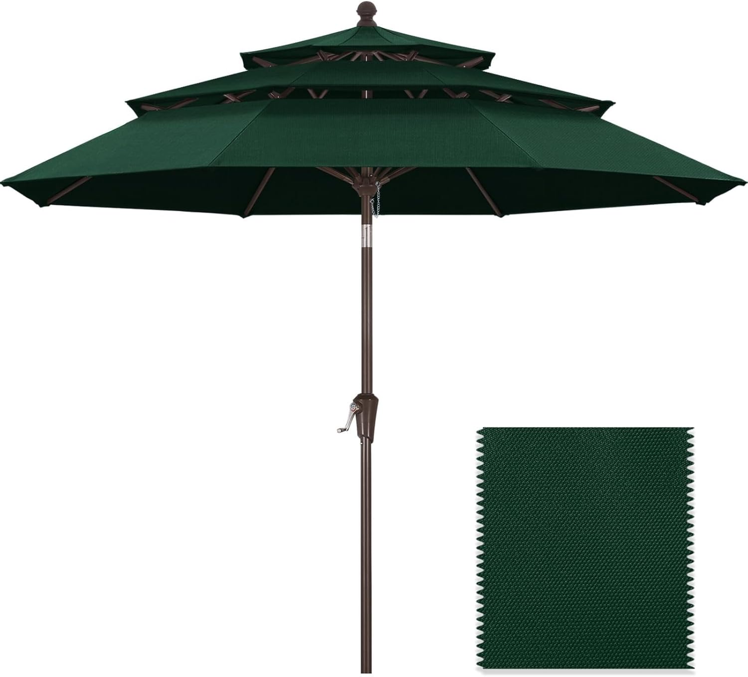 ABCCANOPY OLEFIN® 5-Year No Fading 9FT 3 Tiers Patio Umbrella, Outdoor Table Umbrella with 8 Sturdy Ribs for Deck, Backyard, Garden, Yard (Khaki)