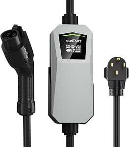 40 Amp Level 2 EV Charger for Home, 240V Electric Vehicle Charging Station with LCD Display, 21ft Cable, Outdoor Rated, SAE J1772 Compatible