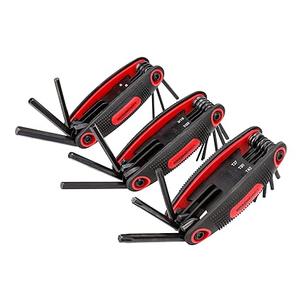 amazon basics Folding Hex Key Set - 3-Pack, Metric/SAE/TORX