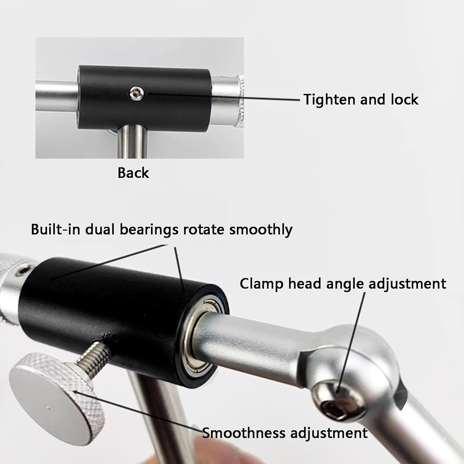 Rotary Fly Tying Vise, with Metal Pedestal Base and Jaws, Fishing Hook Tying Tools, Accommodate a Wide Range of Hooks Size