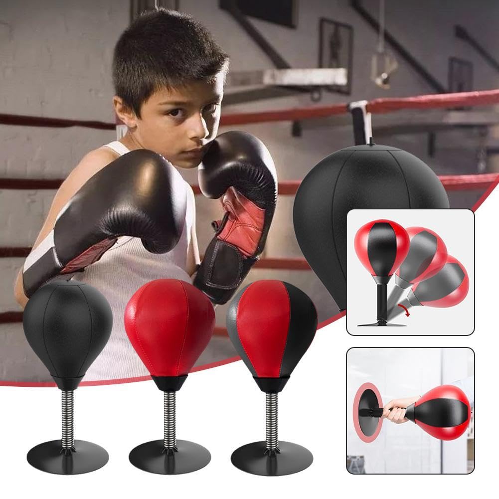 Sacco da boxe da scrivania, con ventosa, antistress, per adulti, bambini, con ventosa, per adulti e bambini, BGG
