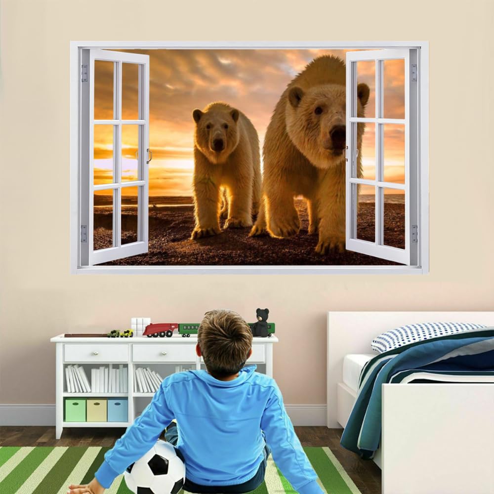Calcomanía Rota 3D, Oso Adhesivo Extraíble De Vinilo Para Despegar Y Pegar, Tatuaje De Pared Niñas Niños Dormitorio Guardería Habitación Decoración Para El Hogar 110x70cm