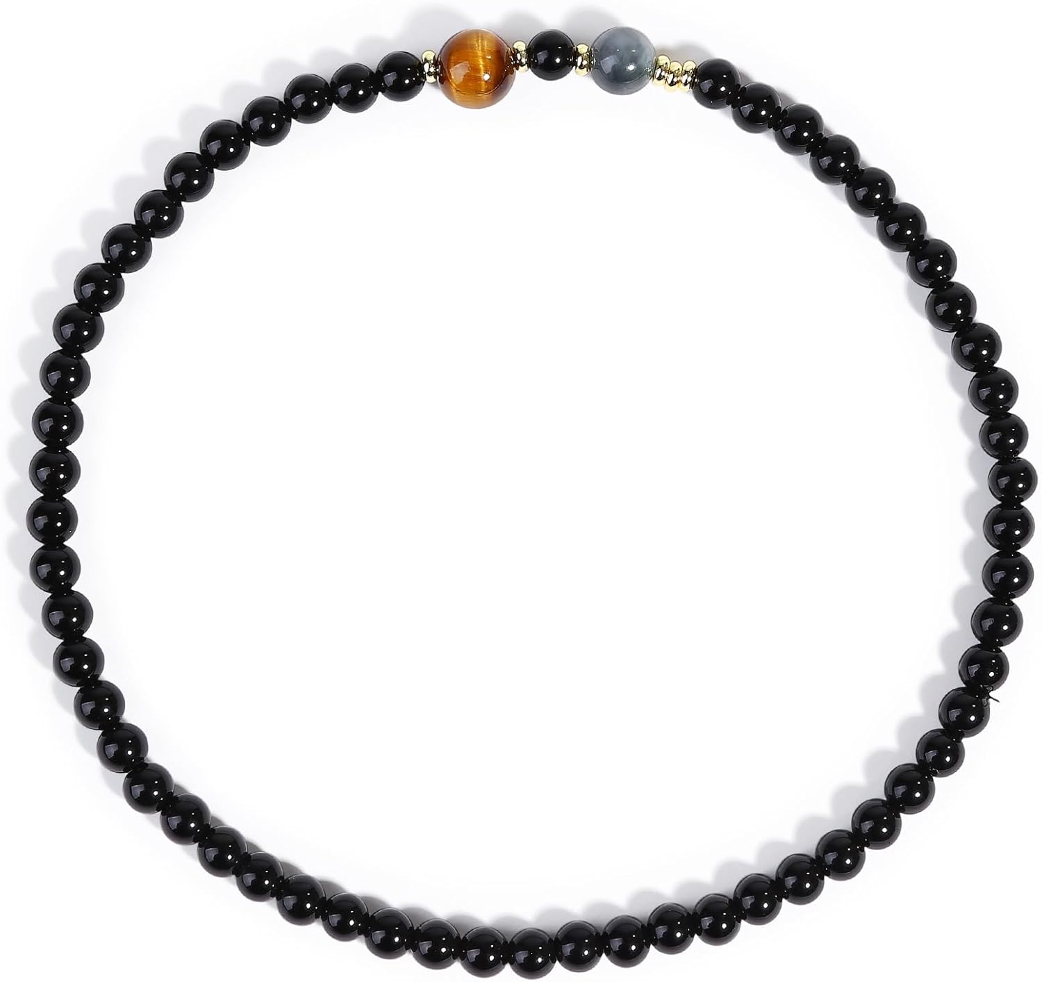 Black Obsidian Tiger Eye & Silver Obsidian Bracelet, Double Layer Beaded Crystal Bracelet for Men & Women, Healing Beads Stacked Double-Wrap Protection & Confidence Jewelry Gift - Image 4