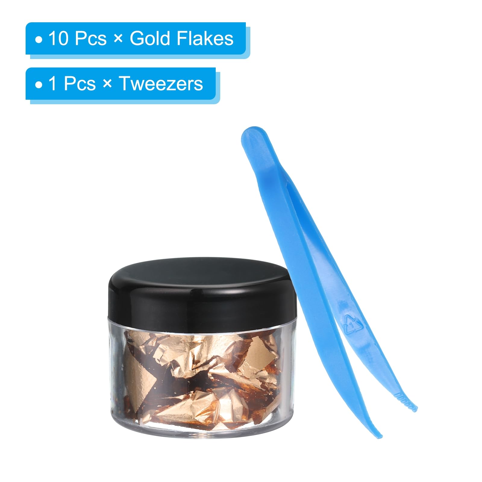 PATIKIL Gold Foil Flakes for Resin 10Bottles/10Gram Gold Leaf Flakes Metallic Gold Foil Flakes with Tweezers for Nail Design Craft Painting Jewelry Making - Image 3