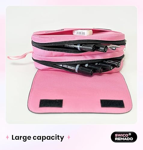 Miniatura 3 de Kpop - Organizador de rotuladores, bolsa de almacenamiento grande, color negro y rosa para suministros de oficina